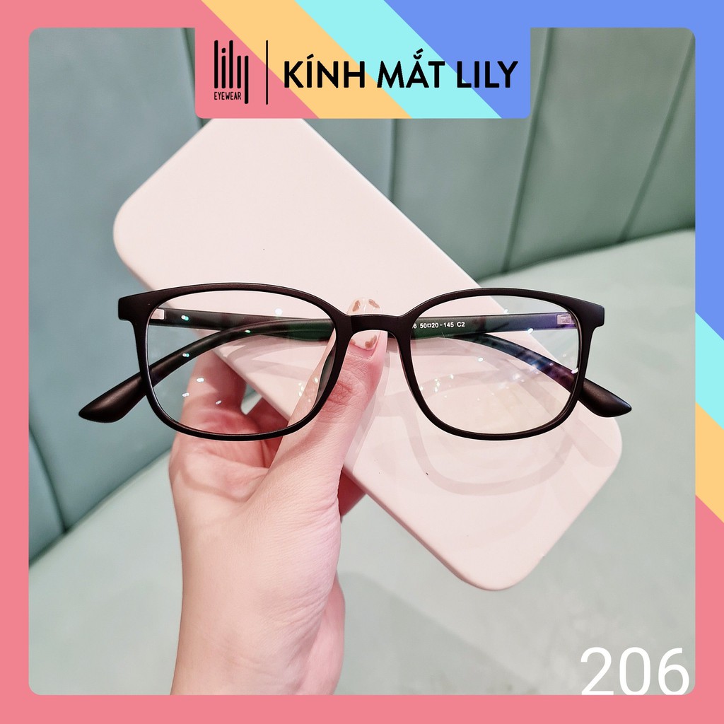 Gọng kính cận nam nữ mắt vuông LILYEYEWEAR gọng nhựa phù hợp nhiều khuôn mặt nhiều màu sắc 206