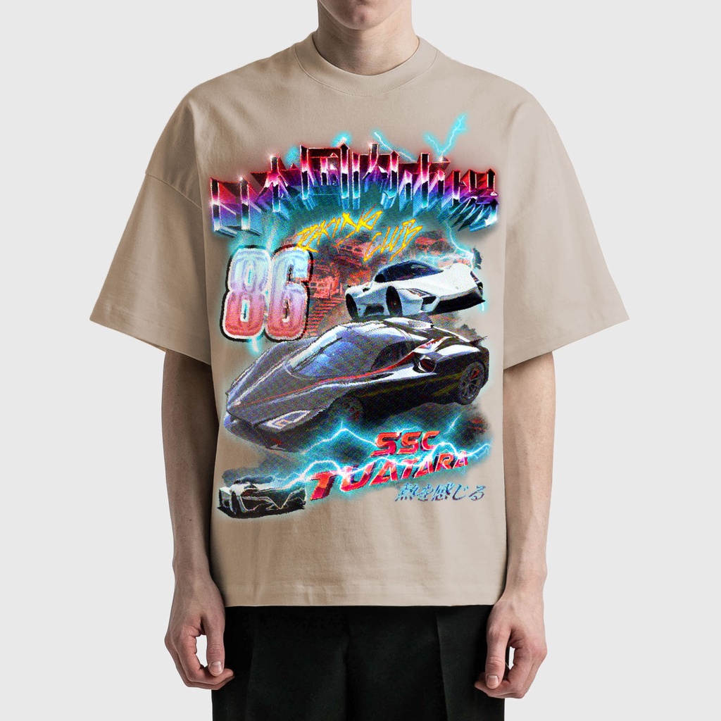 BLANK | Áo Thun TOKYO DRIFT Tay Lỡ Unisex - Đen/TAN Cổ Tròn