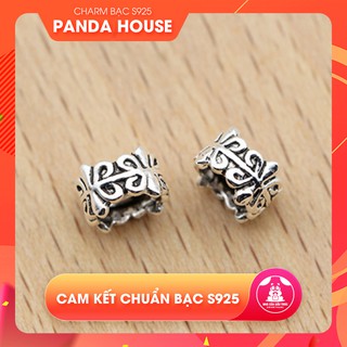 Charm bạc s925 chặn hạt họa tiết hoa văn 5*7.5mm - Panda House