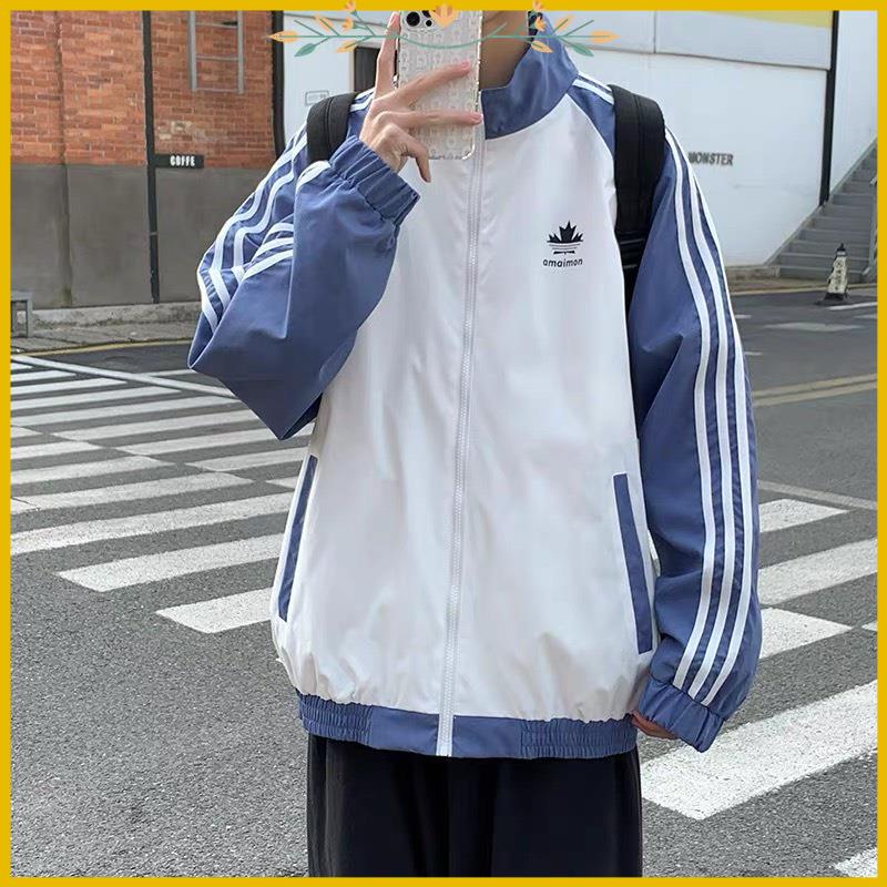 Áo khoác dù nam nữ áo Bomber Chất dù 3 sọc cánh tay thể thao khóa kéo thời trang nam nữ unisex phong cách Hàn quốc D52