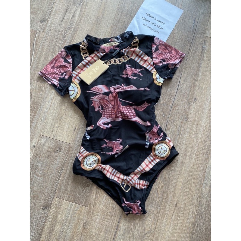 [BKN1019] &lt;BRAND&gt; BODYSUIT BBR ĐEN THE RED HORSE TAY NGẮN VẢI LƯỚI