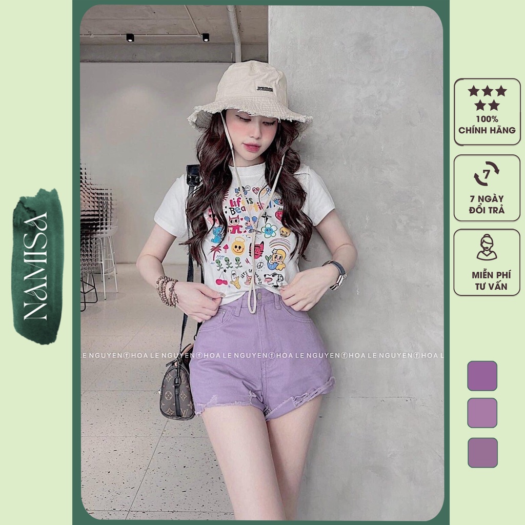 Quần Short KaKi Jean màu tím hàng Quảng Châu cao cấp NAMISA QS28