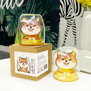 Ly thuỷ tinh 2 lớp cách nhiệt chó Shiba
