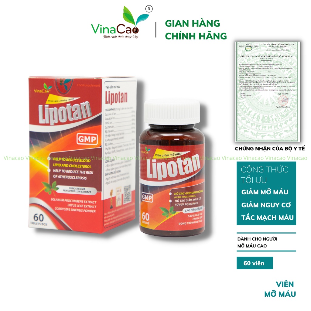 LIPOTAN - Viên hỗ trợ giảm mỡ máu, ngăn ngừa xơ vữa động mạch