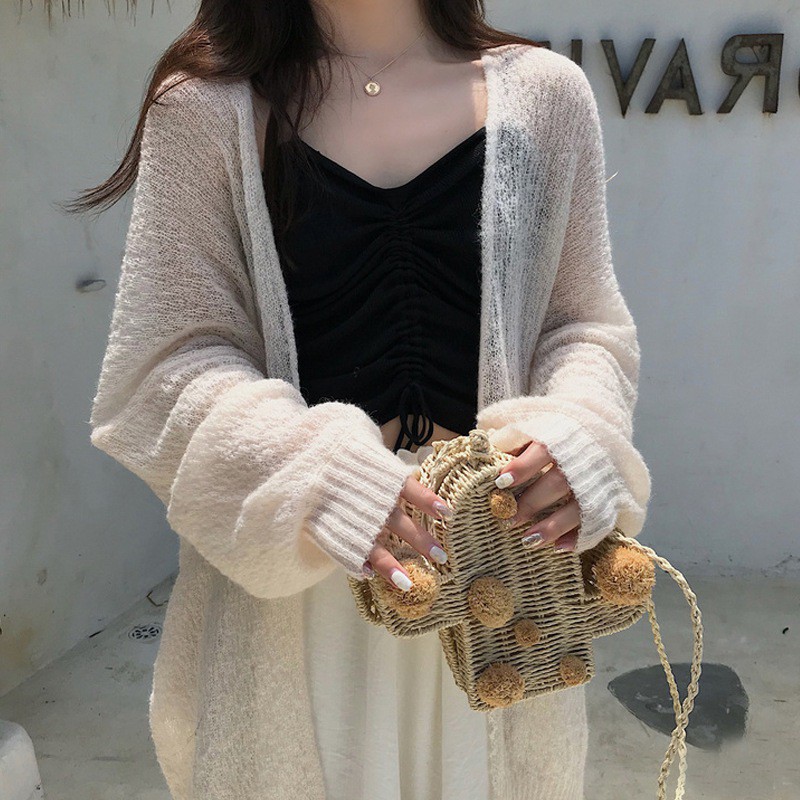 [Baywellfashion]Áo khoác len vải mỏng dáng dài kiểu dáng nhẹ nhàng thanh lịch dành cho nữ | BigBuy360 - bigbuy360.vn