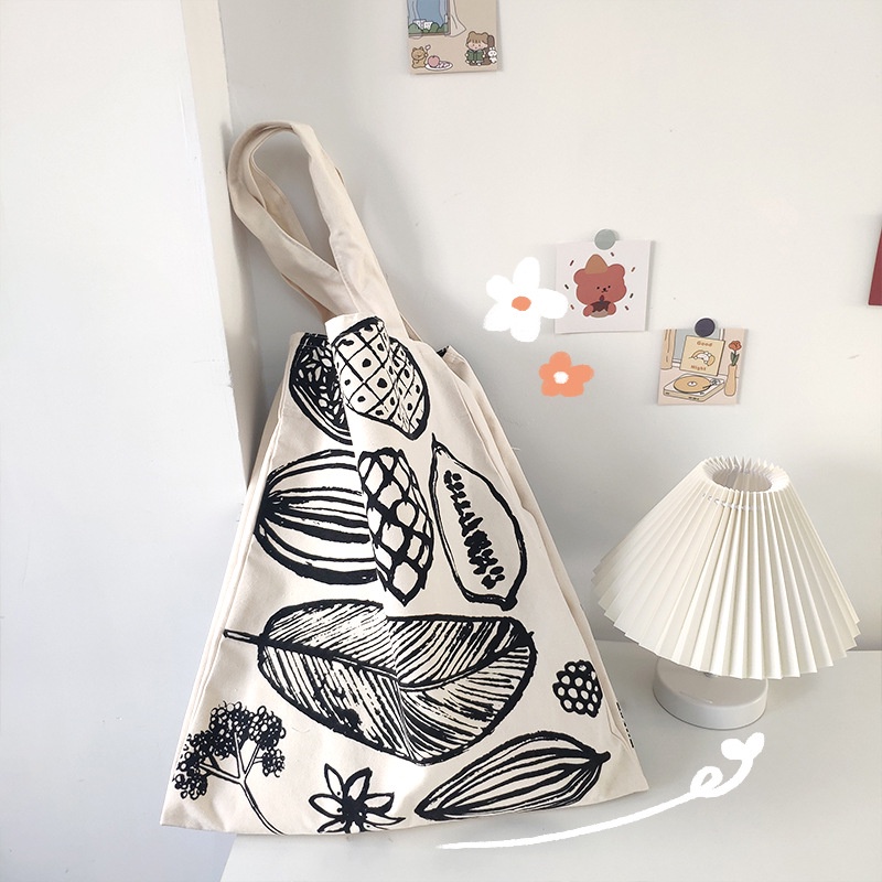 Túi canvas dung tích lớn ba ngăn - Túi tote in