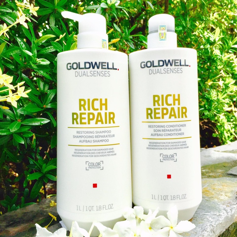 🇩🇪 Dầu gội xả chăm sóc tóc hư tổn khô xơ Goldwell Rich Repair 1000mlx2