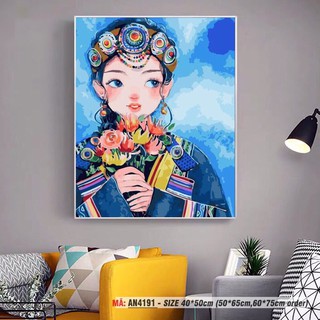 Tranh Số Hoá Tự Tô Mẫu AN4191 Cô Gái Dân Tộc