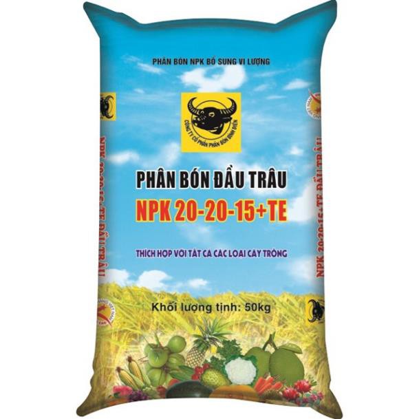 Phân Bón Đầu Trâu NPK 20-20-15+TE _Thích Hợp Cho Các Loại Cây Trồng gói 1kg