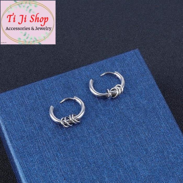 BÔNG TAI INOX KHOEN TRÒN THỜI TRANG KPOP đẹp, không đen, - số lượng 1 chiếc