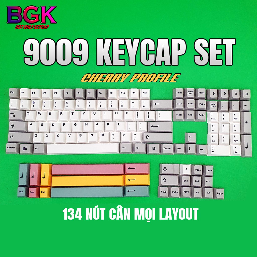 Bộ Keycap CGMK 9009 Thick PBT Cherry Profile Dye Sub 134 Nút cân được layout 68,84,96,98...