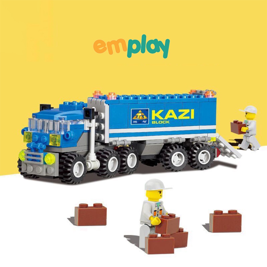 Đồ chơi lắp ráp xếp hình lego xe tải chở hàng Emplay 163 chi tiết bằng nhựa ABS cao cấp