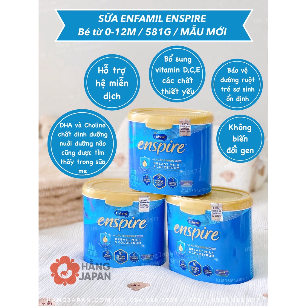 Sữa bột Enfagrow Enspire 581g/ 680g cho bé 0 đến 12 tháng