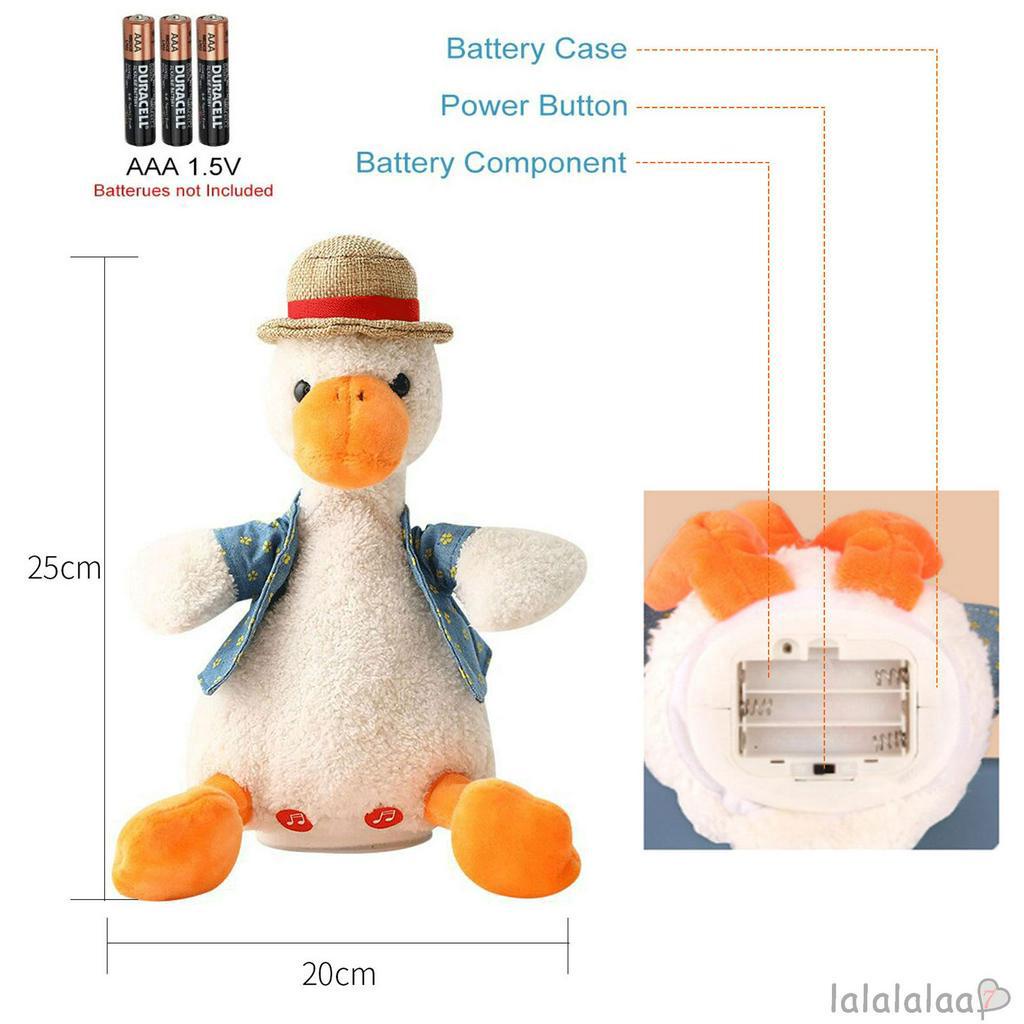 Mô hình vịt đội mũ nhồi bông có thể thu âm giọng nói chạy bằng điện dành cho trẻ em