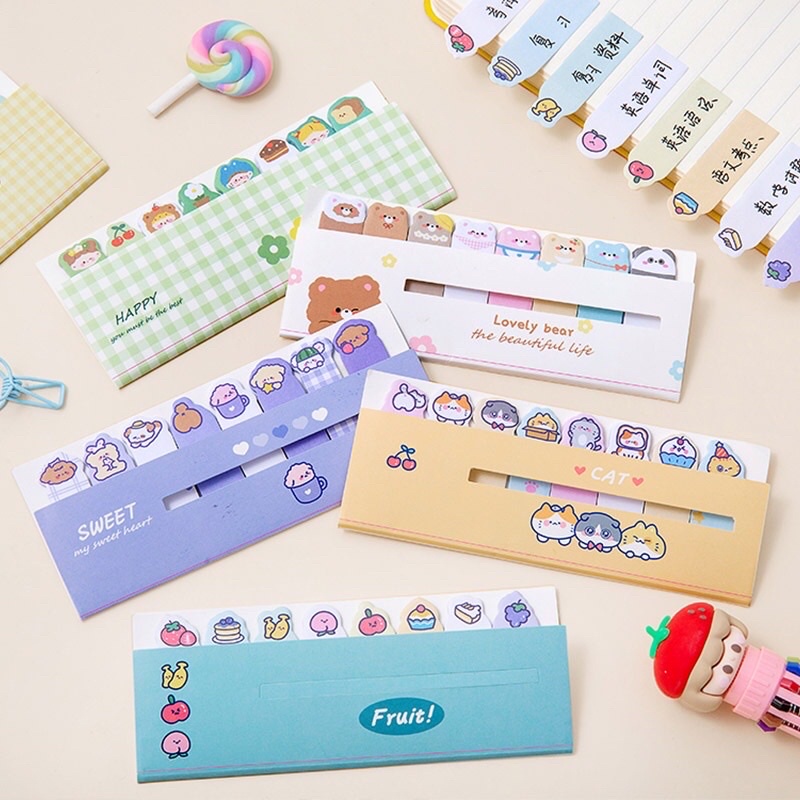 Set 120 giấy ghi chú hoạt hình đánh dấu dễ thương