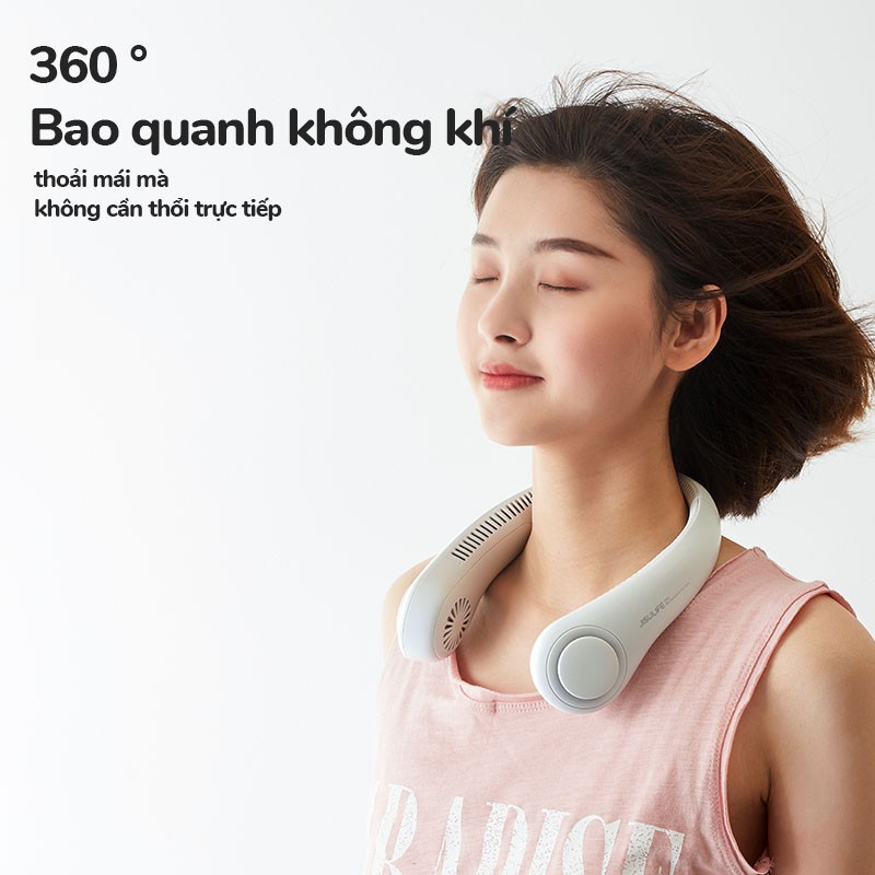 Quạt mini đeo cổ không cánh Jisulife FA12_Biên độ thổi rộng 360 độ mát mẻ dễ chịu, có thể sử dụng trong 10h_BH 12 tháng