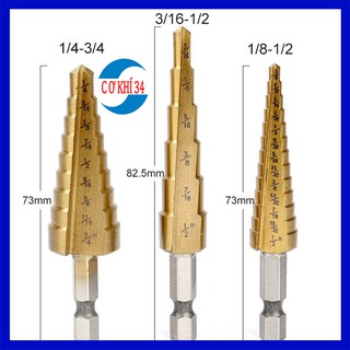 Bộ 3 mũi khoan tháp tầng bước titanium 3.17-19mm khoan sắt,tôn
