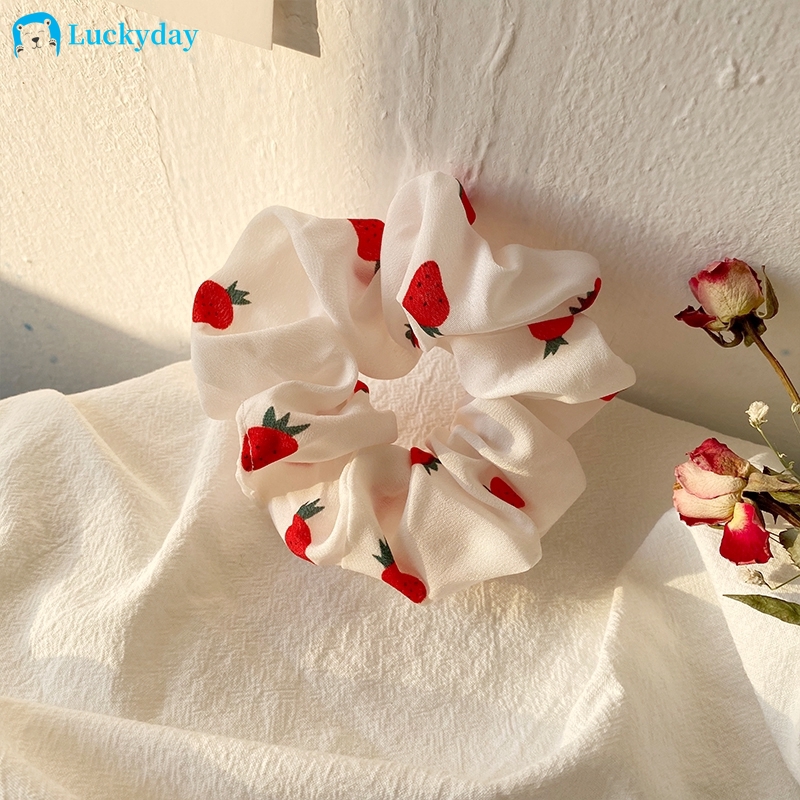 Dây thun cột tóc Scrunchies hình quả dâu tay phong cách hàn dành cho nữ