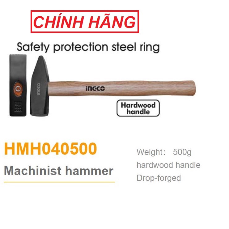 ĐỒ NGHỀ INGCO Búa đinh đầu dẹp &amp; vuông cán gỗ HMH040300 - HMH040500 - HMH041000 (Cam kết Chính Hãng 100%)