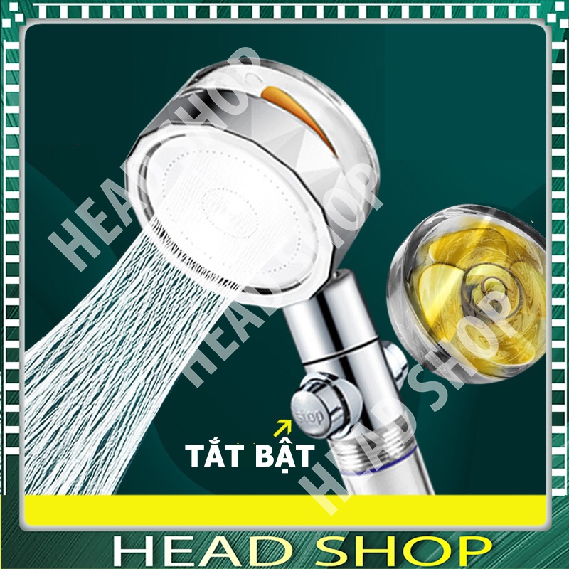 Bát sen Đầu vòi sen tăng áp DB011 cánh quạt đầu xoay 360 độ đầu vòi hoa sen có nút nhấn stop tắt bật HEADSHOP