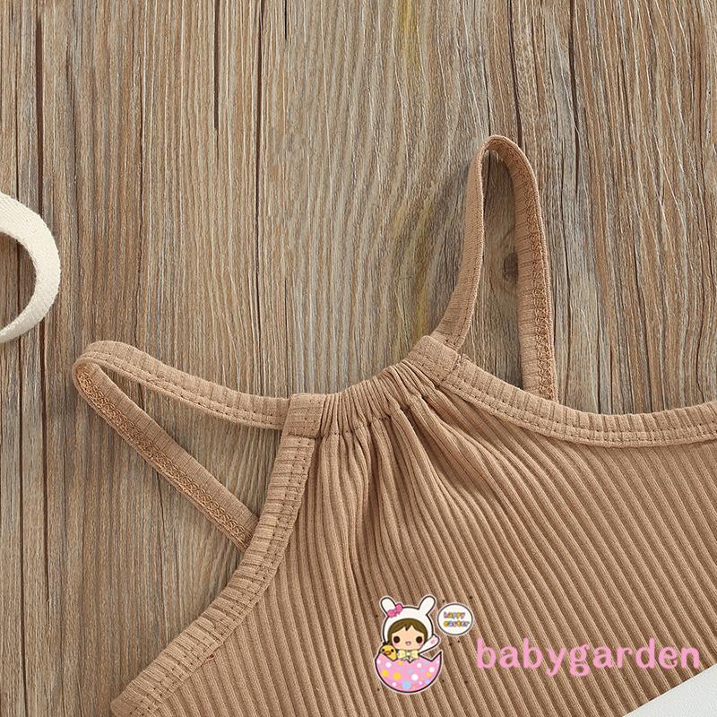 Bộ Áo Liền Quần Hai Dây Màu Trơn Dạng Quần Short Kèm Túi Đựng Dành Cho Bé Gái 9 Tháng-4 Tuổi