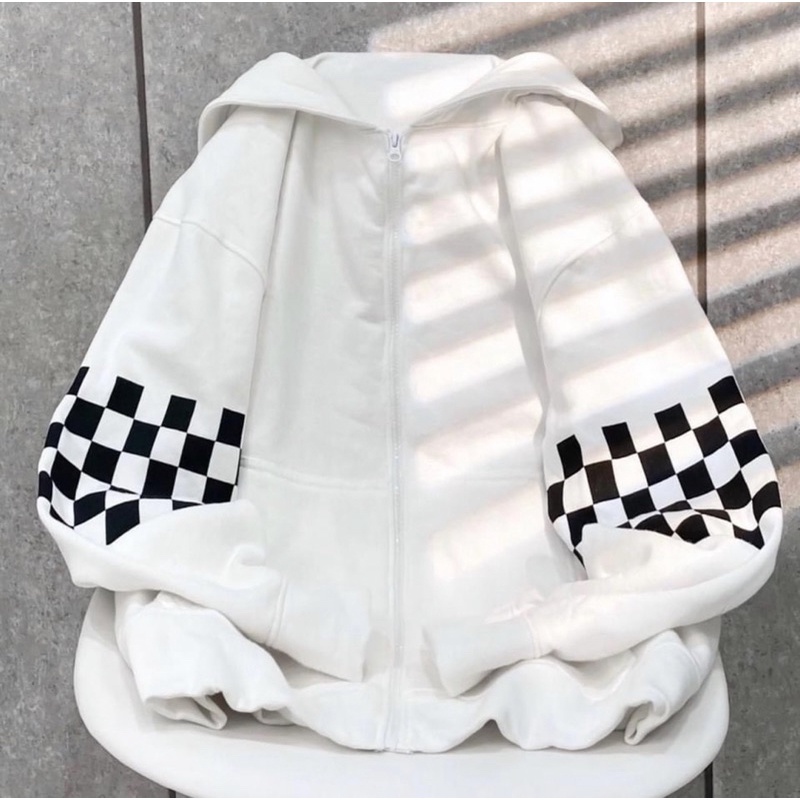 Áo Nỉ Hoddie Mũ Tay Phối Caro Áo Nỉ Unisex