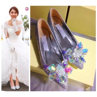 (ORDER) Giày cưới seqins hoa thuỷ tinh cao cấp