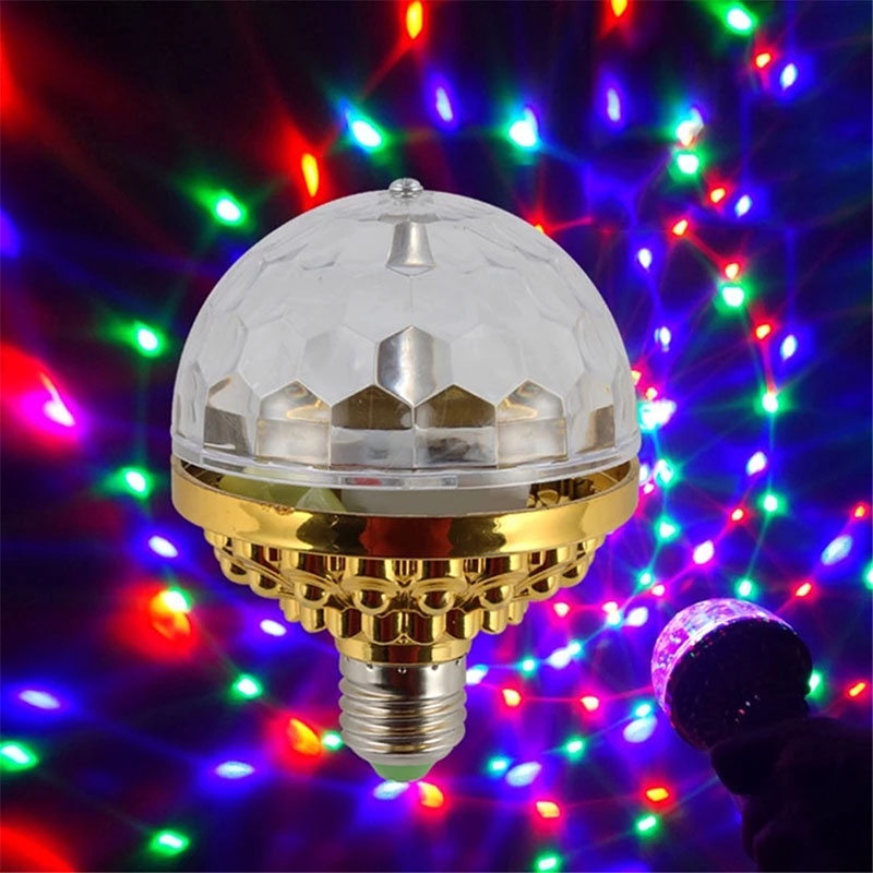 [E27 6W Rotating Crystal Magic Ball LED Stage Light Bulb] [360-Degree Rotating Mini Decorative Lamp for Disco Party DJ Christmas Party]