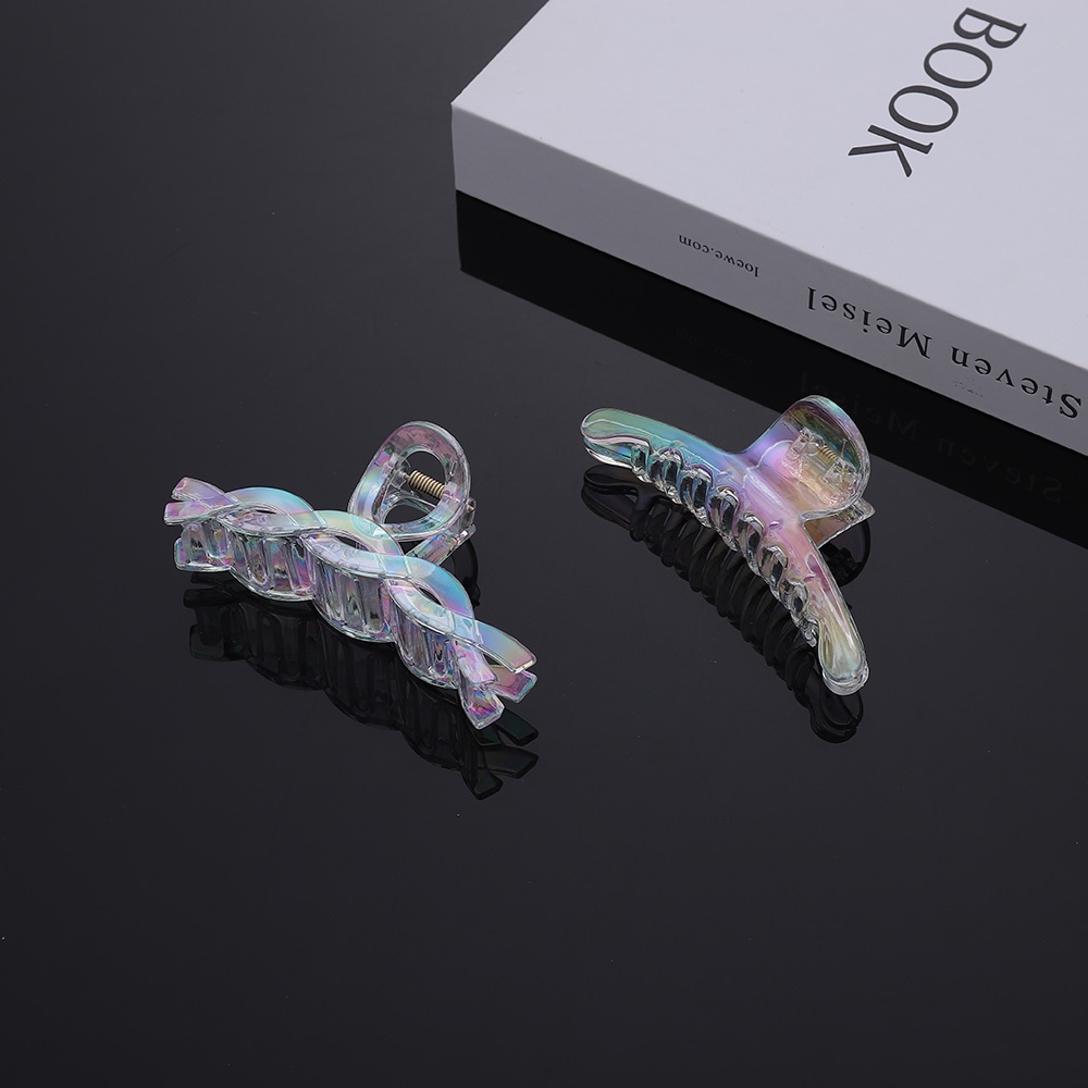 Kẹp Tóc Trong Suốt Màu Laser Cỡ Lớn Phong Cách Hàn Quốc Độc Đáo