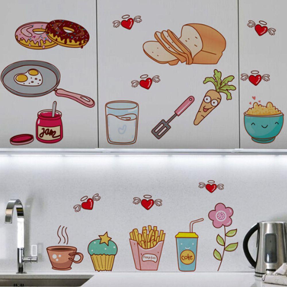 Sticker Dán Tường Tự Dính Chống Thấm Nước Họa Tiết Thức Ăn Vui Nhộn