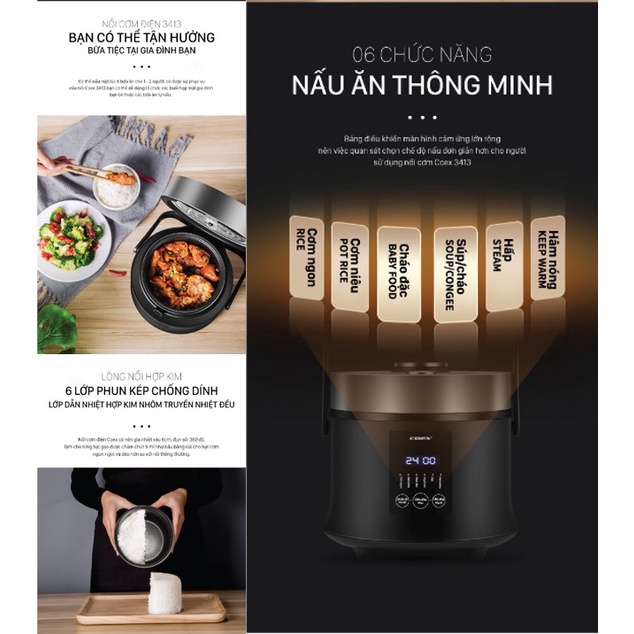 Nồi cơm điện tử 0.8L Coex CR-3413
