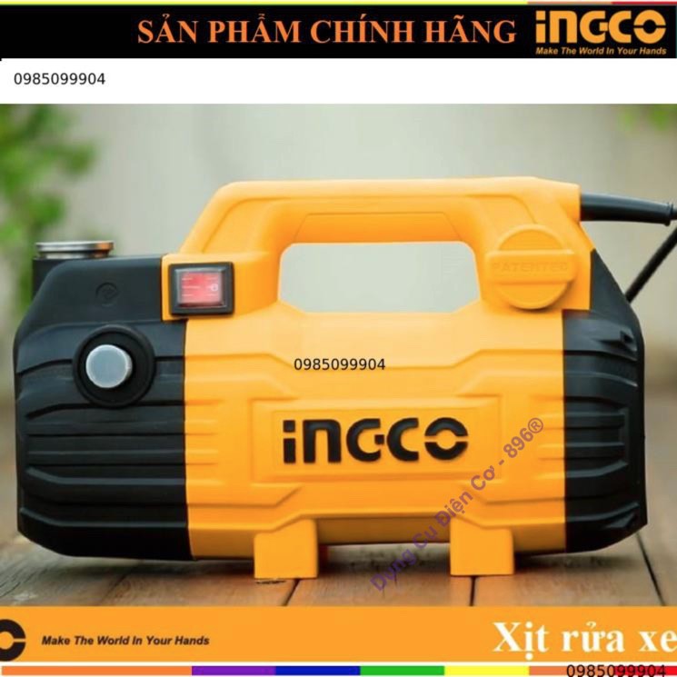 Máy xịt rửa 1500W Ingco HPWR15028 Motor từ -Lõi đồng nguyên chất- Có chế độ dừng tự động - Bộ phụ kiện kèm theo