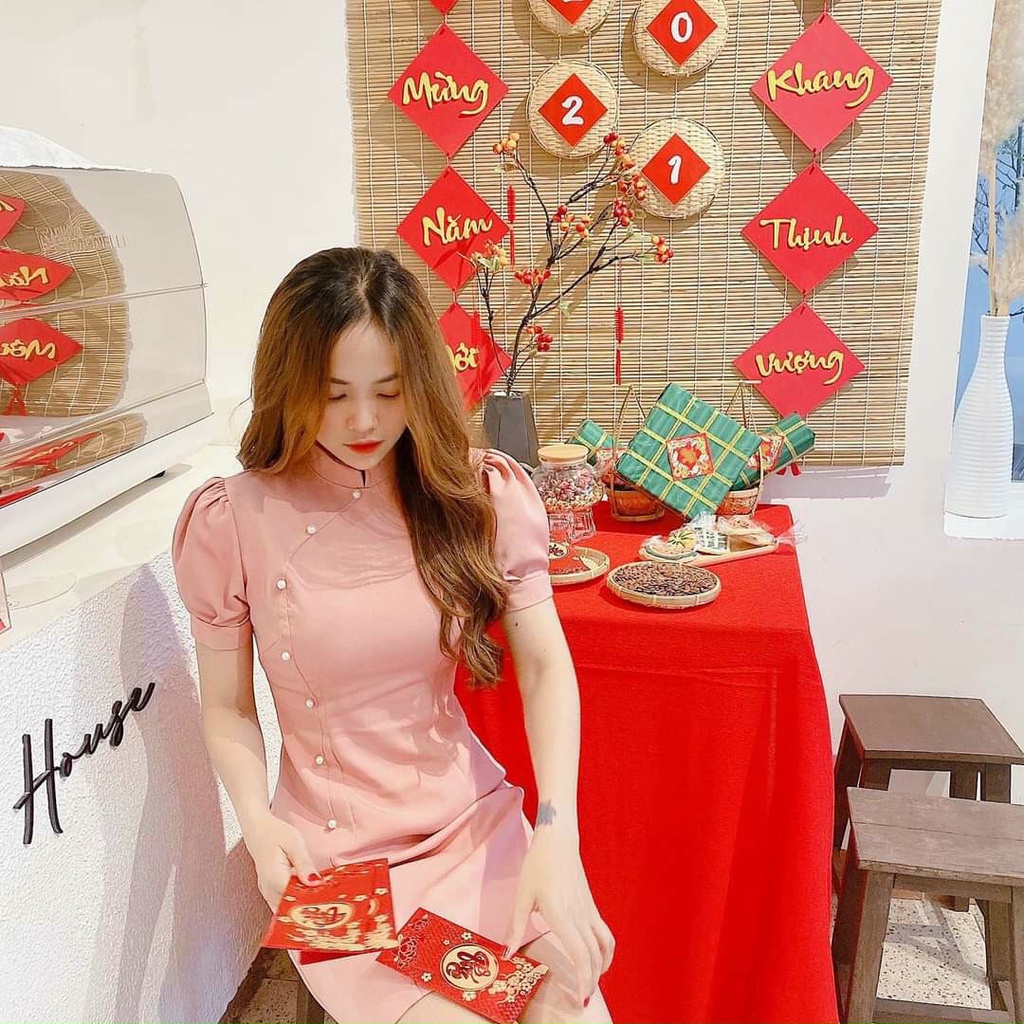 ĐẦM DỰ TIỆC SƯỜN XÁM CÁCH TÂN HẠT VIỀN 3 MÀU