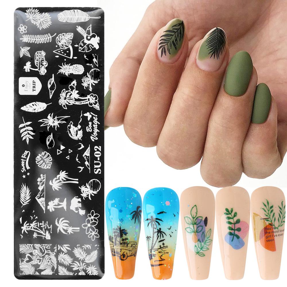 [Hàng mới về] Khuôn in nghệ thuật dập nổi làm móng trừu tượng hình hoa lá cỏ cây