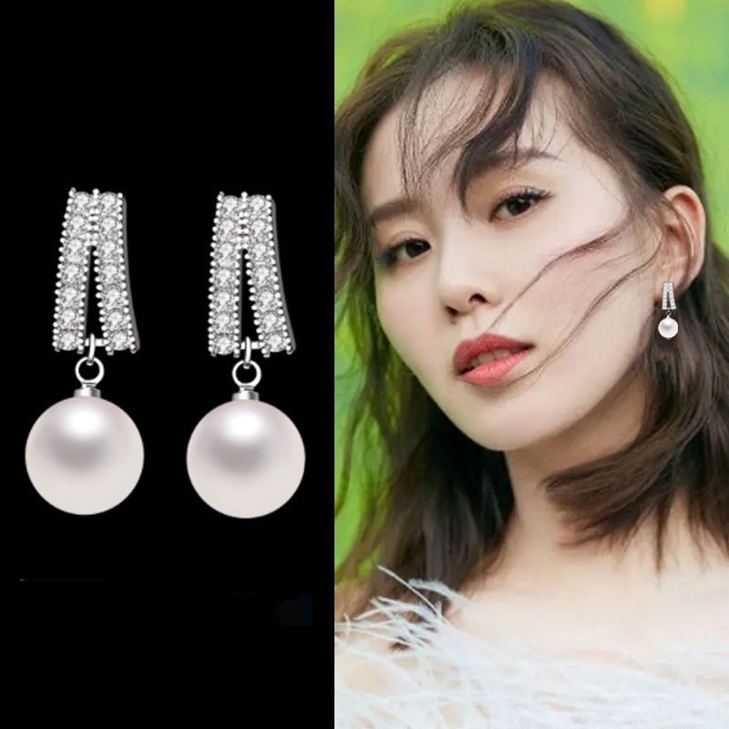 Đôi Bông Tai Dáng Dài Đính Ngọc Trai Giả Thời Trang Cho Nữ