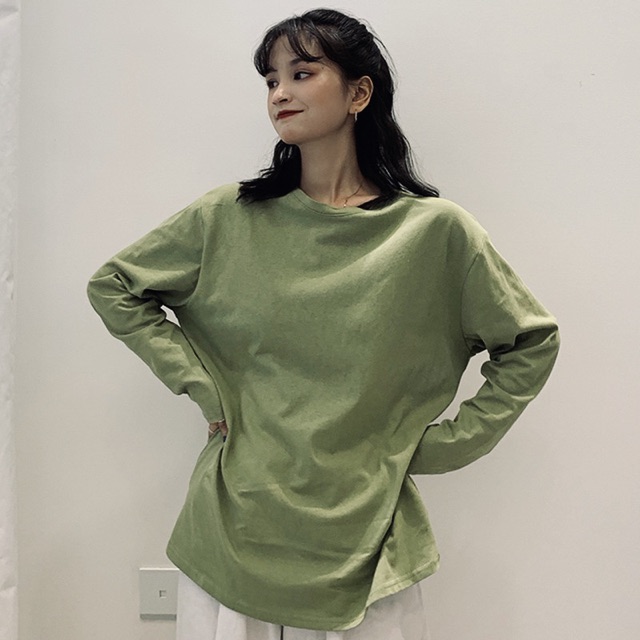 ÁO THUN XANH RÊU TAY DÀI (có hình chụp thật) | BigBuy360 - bigbuy360.vn