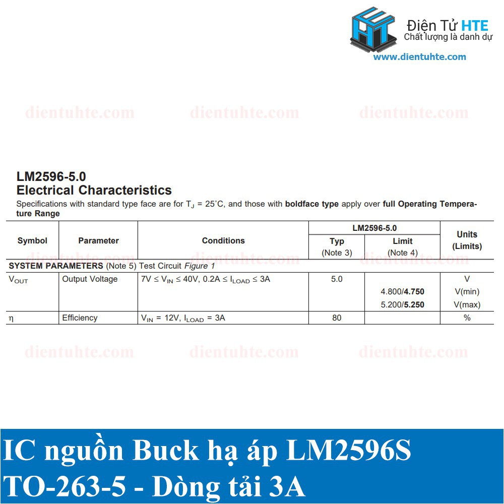 IC nguồn xung hạ áp Buck LM2596S 3.3V 5.0V 12V ADJ 3A SMD TO263-5