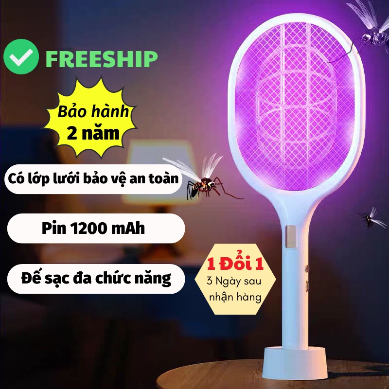 Vợt Muỗi Dụng Cụ Bắt Muỗi Cao Cấp Kèm Đế Đứng  KHO GIA DỤNG TRẦN PHÚ