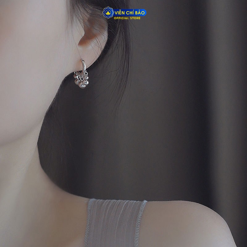 Bông tai bạc nữ bi tròn chất liệu bạc 925 thời trang phụ kiện trang sức nữ thương hiệu Viễn Chí Bảo B000307