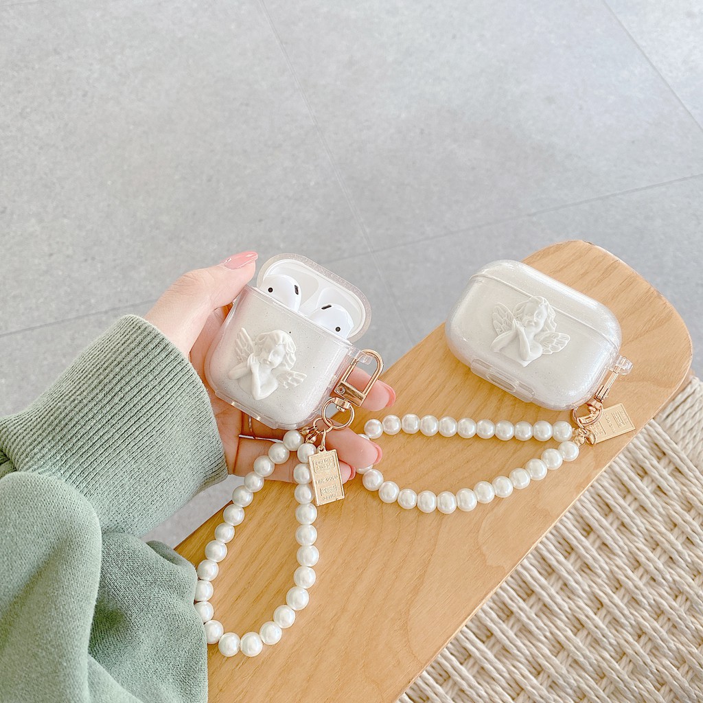 Dễ Thương Vỏ Bảo Vệ Hộp Sạc tai nghe không dây Airpods 1 / 2 Airpods Pro 3 Hình Biểu Tượng Thiên Thần Lấp Lánh Ốp