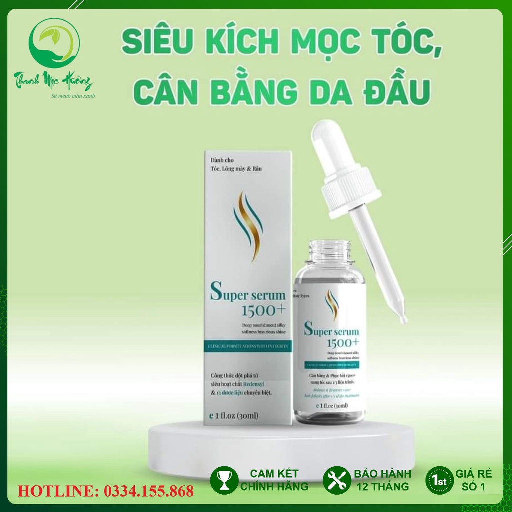 Serum Kích Mọc Tóc Thanh Mộc Hương Super Serum 1500+, Dưỡng Lông Mày, Râu, Hiệu Quả Sau 1 Liệu Trình