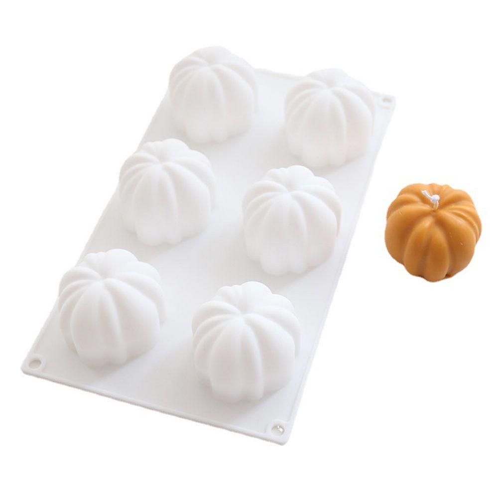 Khuôn Silicone Làm Nến Sáp Xà Phòng 6 Ngăn Hình Quả Bí Ngô