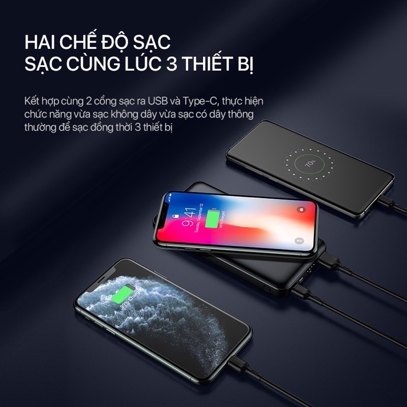 Sạc dự phòng 10.000mAh ACOME AP106, hỗ trợ sạc không dây Qi 10W, sạc nhanh PD QC3.0,nhỏ gọn tiện lợi