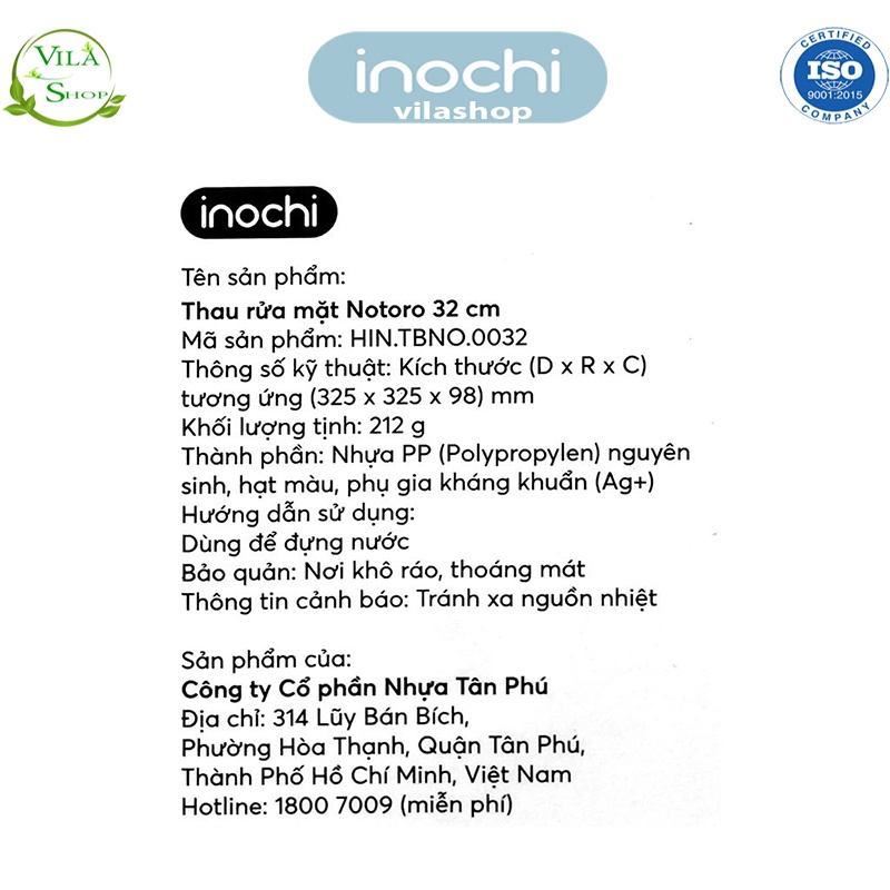 Thau Rửa Mặt 32cm, Chậu Rửa Mặt Notoro Inochi Nhựa Cao Cấp, Chắc Chắn, Sang Trọng An Toàn Cho Sức Khỏe