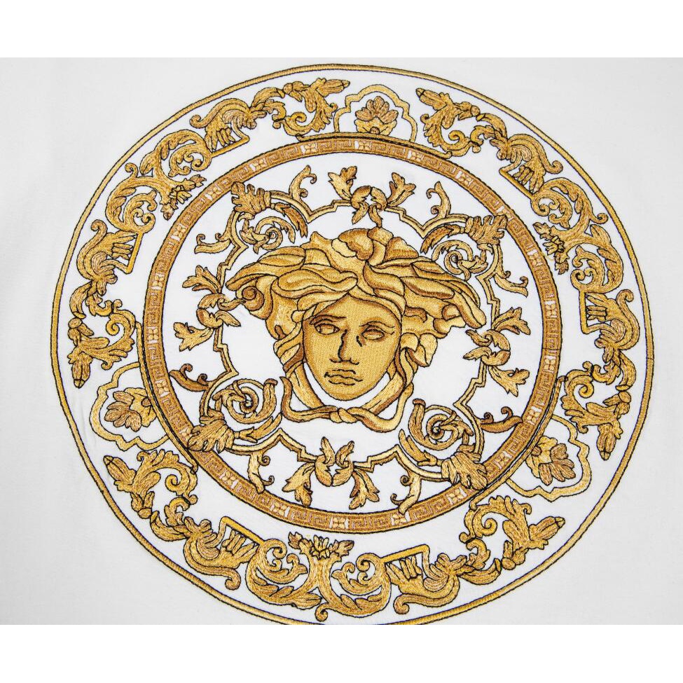 Áo Thun Tay Ngắn Chất Liệu Cotton Thêu Họa Tiết Versace Thời Trang Unisex