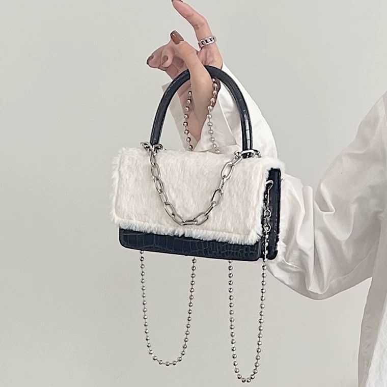 Túi Xách Đeo Vai Hình Vuông Cỡ Nhỏ Phối Dây Đeo Sợi Xích Phong Cách Hàn Quốc Thời Trang Cho Nữ