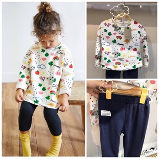 Bộ nỉ zara họa tiết thiên nhiên bé gái