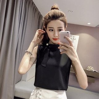 Sơmi cổ nơ sát nách dễ thương