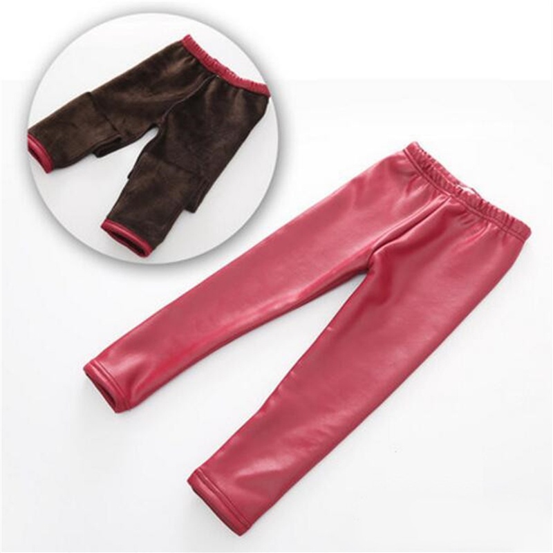 Quần legging da PU lót nhung dày giữ ấm thời trang thu đông cho bé gái | BigBuy360 - bigbuy360.vn
