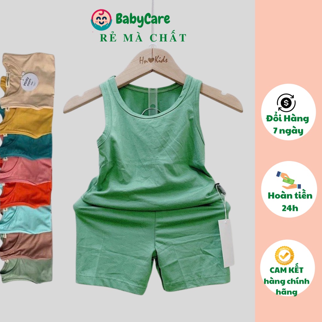 Bộ Ba Lỗ Bé Trai, Bé Gái Minky Mom Vải Thun Lạnh Trơn, Bộ Quần Áo Cho Bé 3 Lỗ Mặc Hè Thoáng Mát